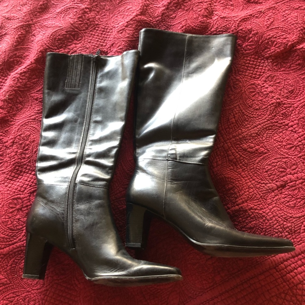 Black leather boots